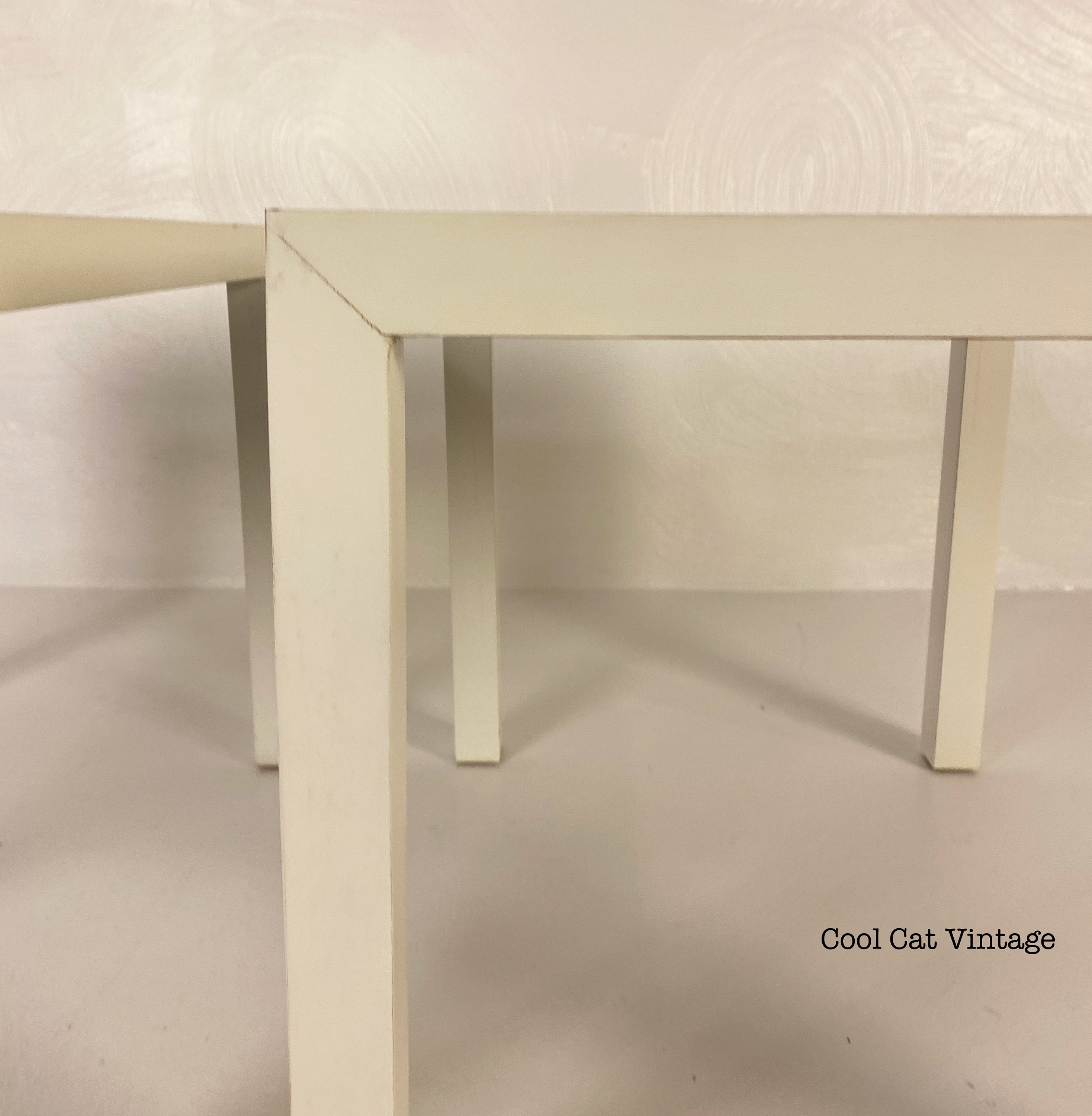 Parsons Style Solid Wood End Tables in White by Lane, Circa 1975