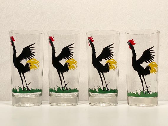 Set of Four 1950's Federal Rooster Glasses