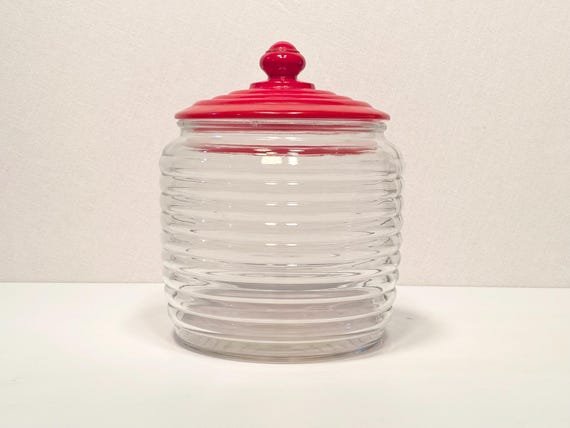 Vintage Beehive Ribbed Glass Food Storage Jar