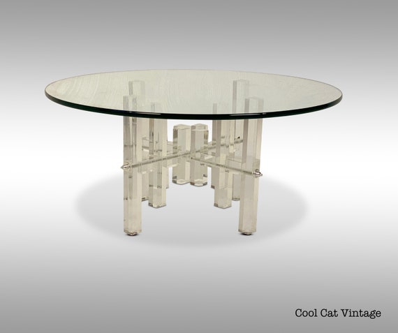 Vintage Round Lucite and Glass Coffee Table - *Please ask for a shipping quote before you buy.
