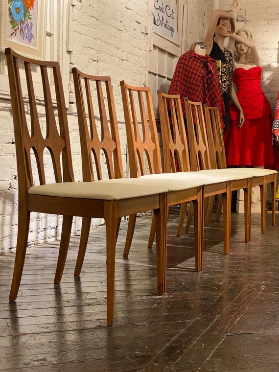 Broyhill Brasilia (set of 6) Walnut Dining Chairs, Circa 1960s - *Please ask for a shipping quote before you buy.