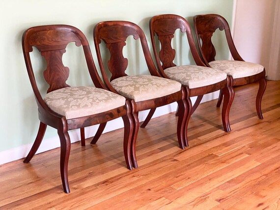 Four American Mahogany Gondola Chairs, Circa 1800s - *Please ask for a shipping quote before you buy.