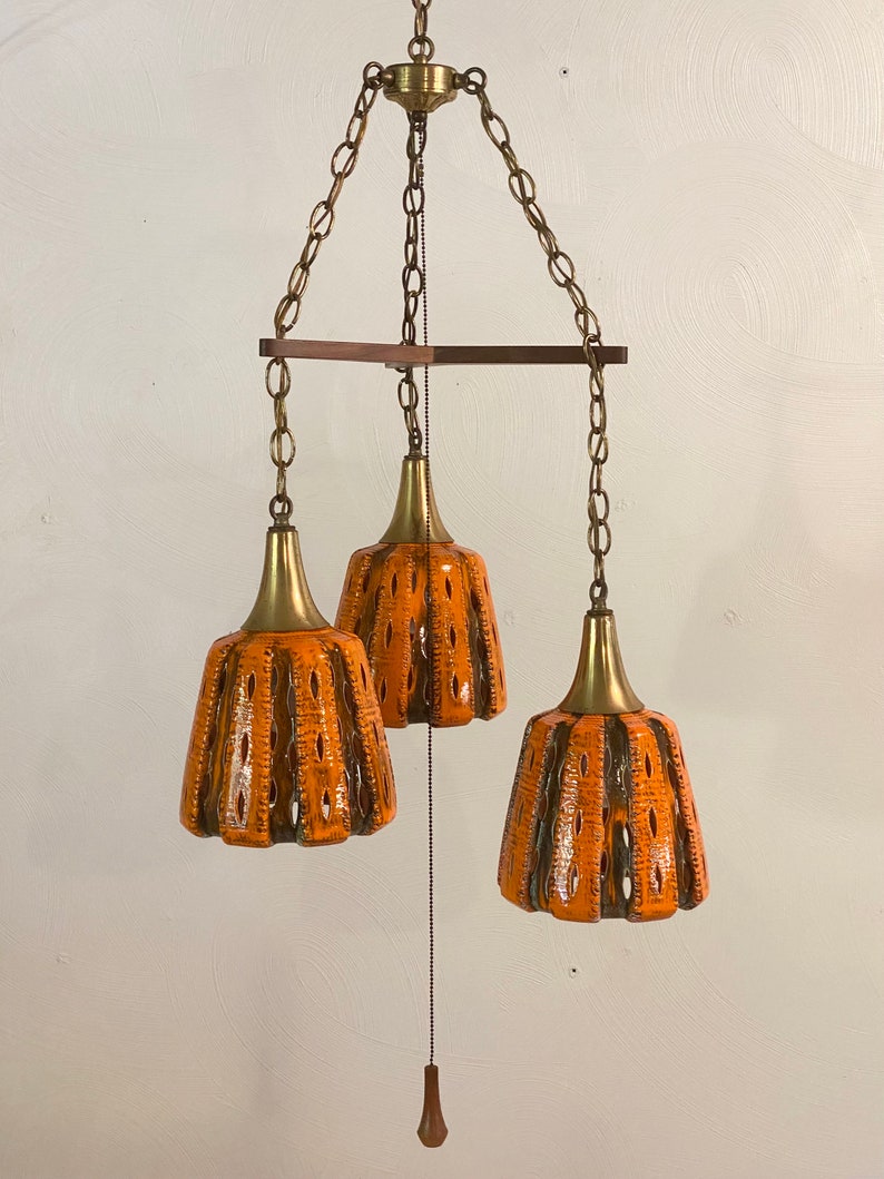 Feldman Triple Pendant Light Fixture, Circa 1960s Please ask for a shipping quote before you buy. image 2