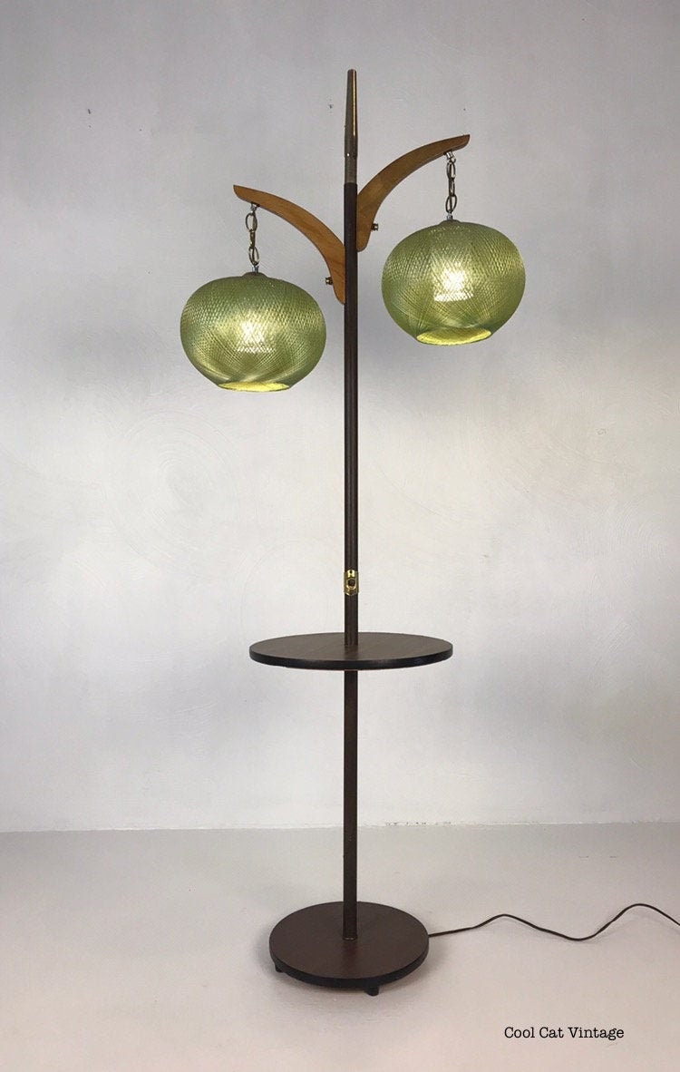 Mid Century Modern Walnut Floor Lamp, Circa 1960's - *Please see notes