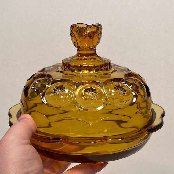 L.E. Smith Moon & Stars Round Covered Dish