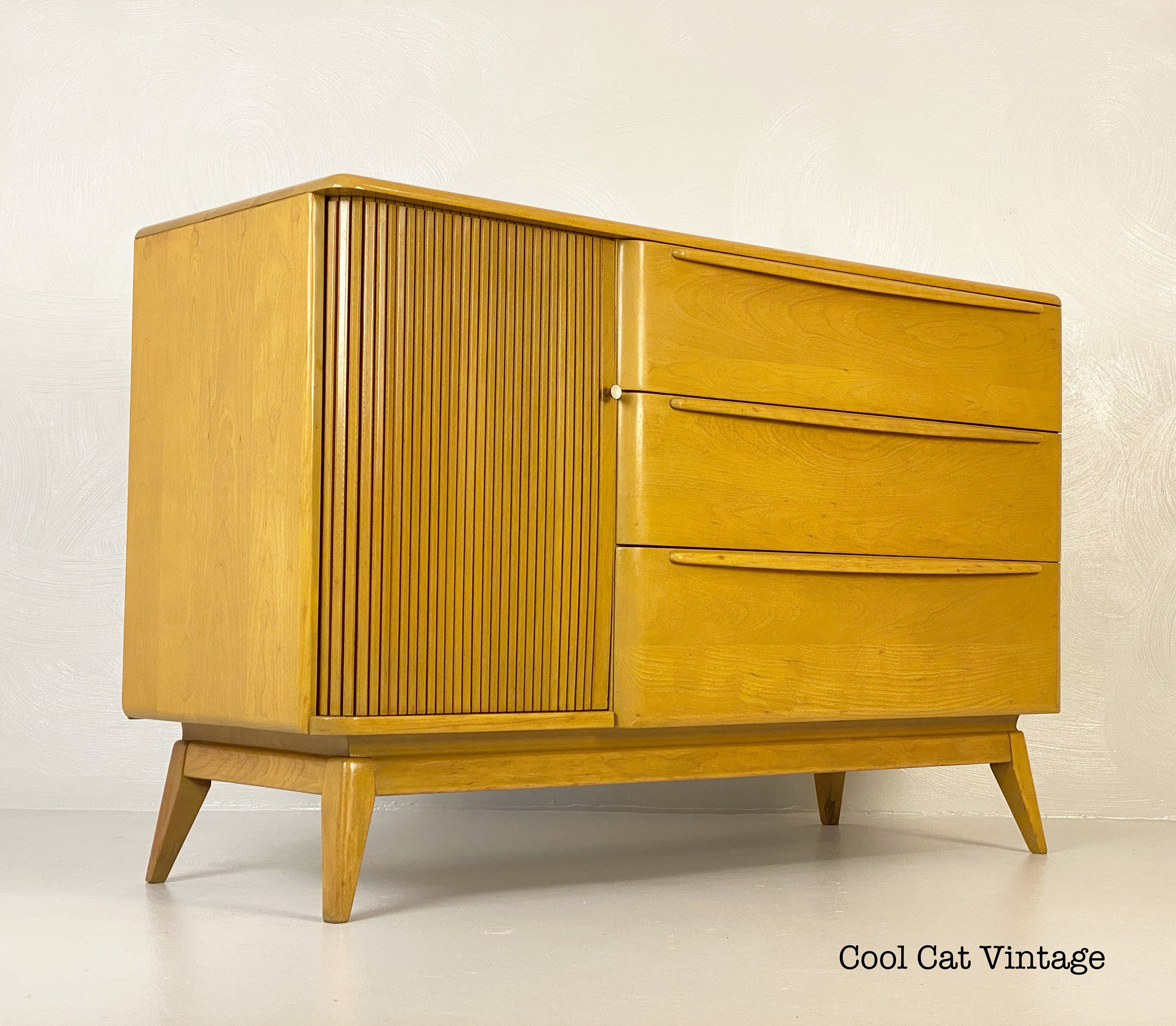 Heywood Wakefield Tambour Door Credenza in Wheat #M 1542, Circa