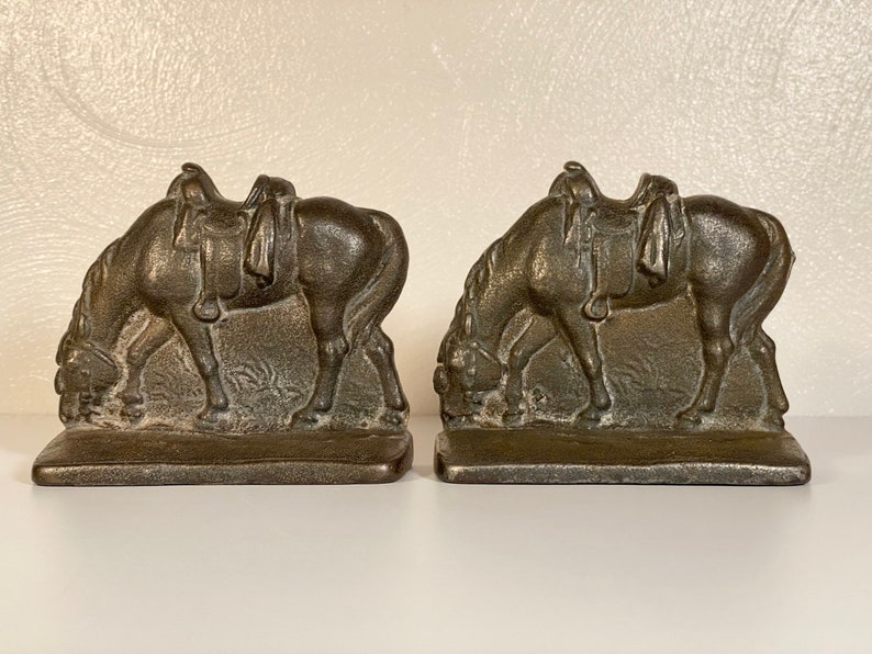 Antique Iron Horse Bookends image 1