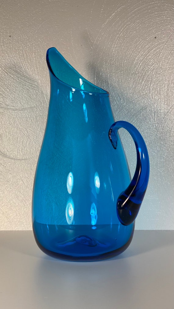 Blenko 939P Blue Pitcher Vase