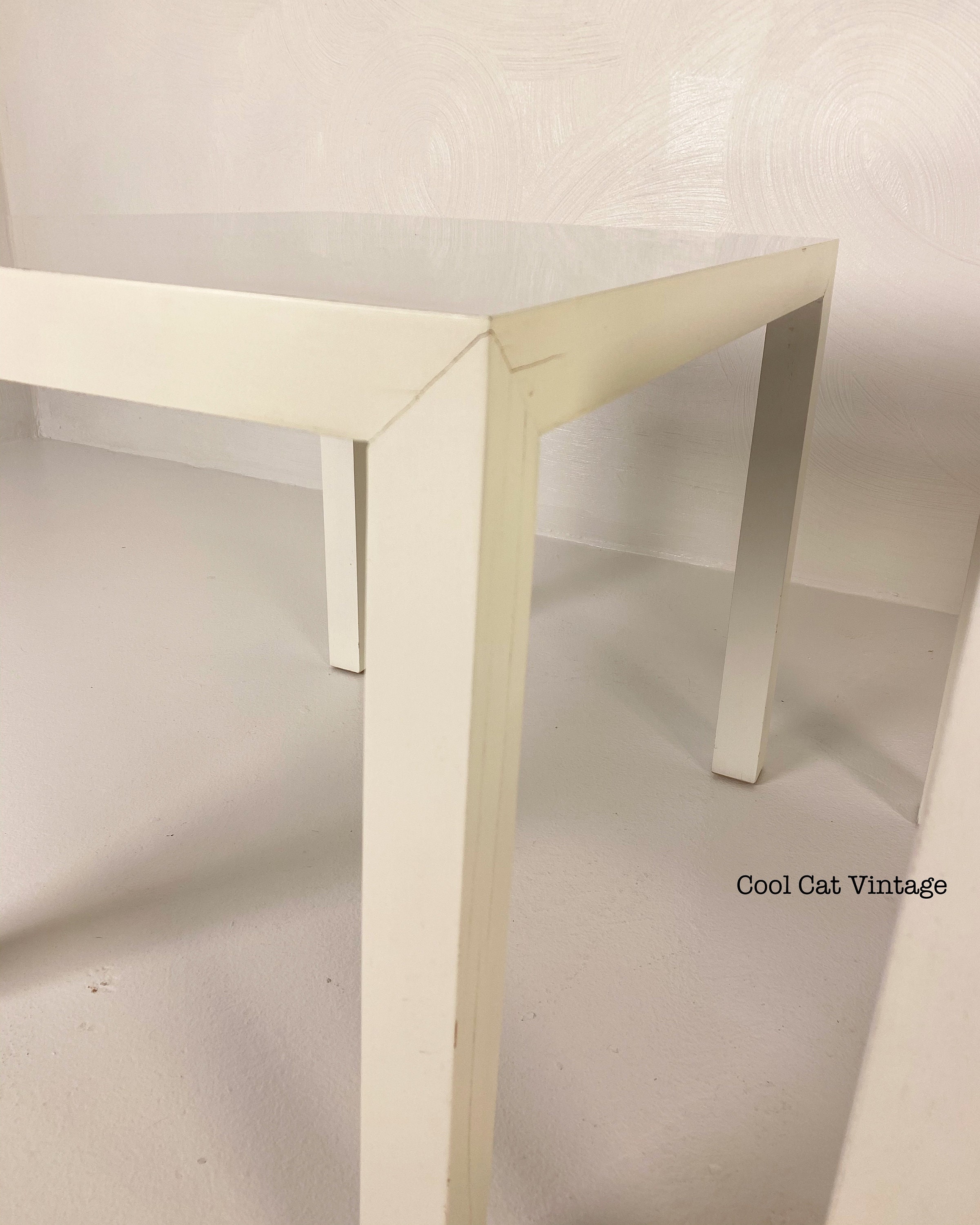Parsons Style Solid Wood End Tables in White by Lane, Circa 1975 *Please see notes on shipping