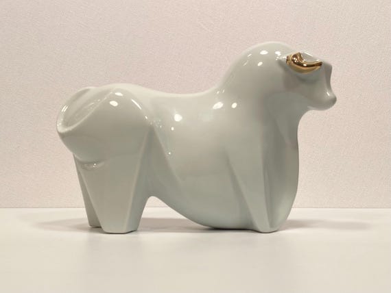 Sanbo Porcelain Abstract Bull Sculpture