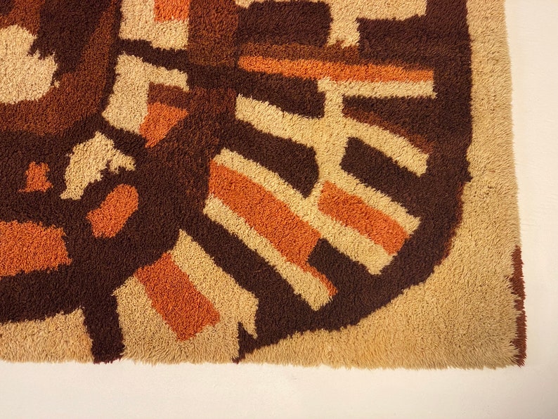 Scandinavian Rya Rug, Circa 1970s Please ask for a shipping quote before you buy. image 4