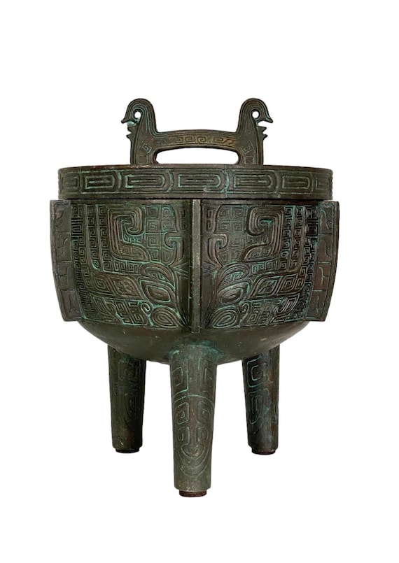 Mid Century Asian Style Verdigris Ice Bucket