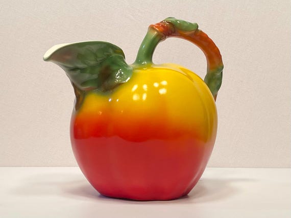Majolica Porcelain Apple Shaped Pitcher