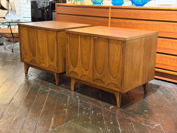 Pair of Broyhill Brasilia Walnut Commodes, circa 1960s - *Please ask for a shipping quote before you buy.