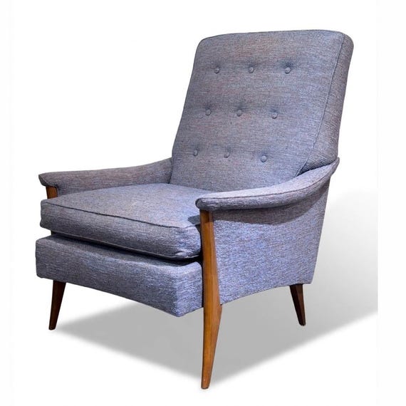 Modern "His" Lounge Chair by Kroehler with Walnut Legs, Circa 1960s - *Please ask for a shipping quote before you buy.