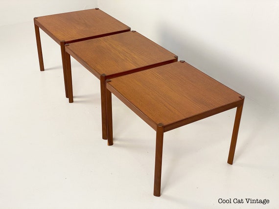 Set of 3 Side Tables by Hans Olsen for LEM Senge of Denmark, Circa 1960s - Please ask for a shipping quote before you buy.