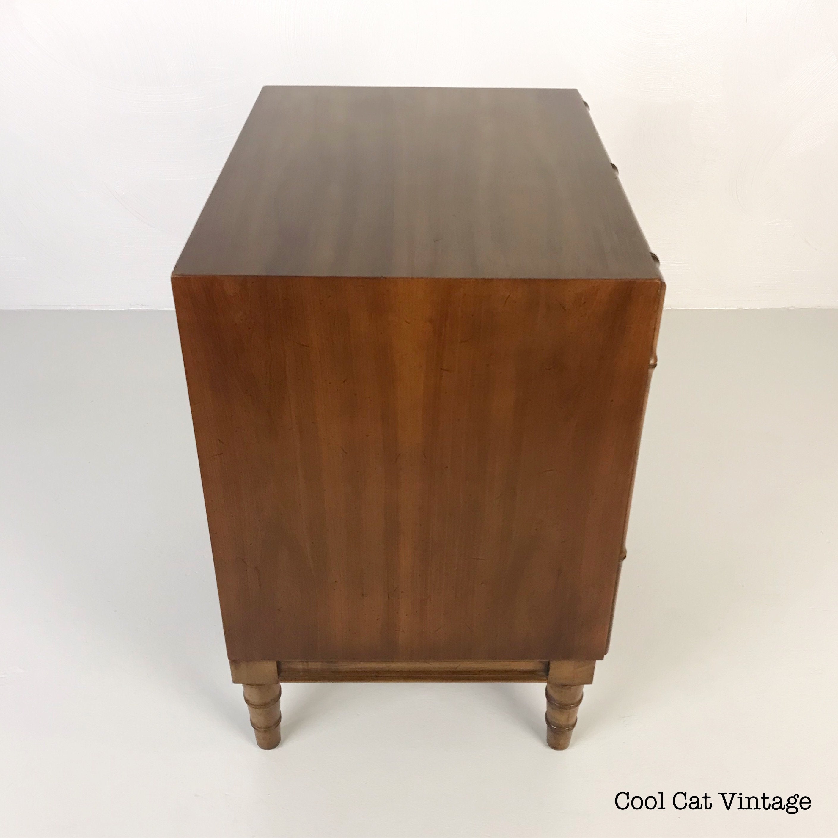 Walnut Bamboo Nightstand by Drexel, Circa 1960s *Please see notes on