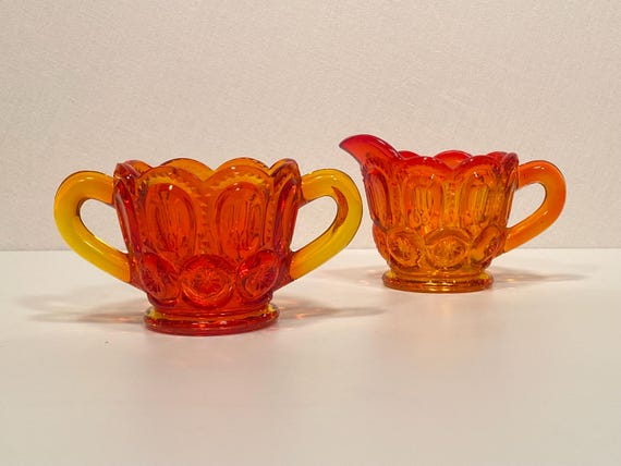 L.E. Smith Amberina Sugar & Creamer Set