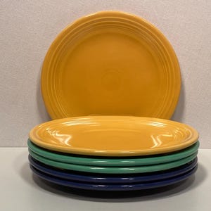 Set of Six Fiesta Salad Plates - Yellow, Green, Cobalt