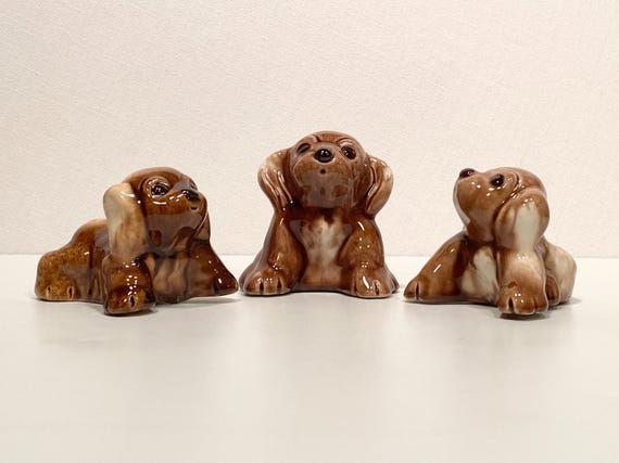 Set of 3 Small Ceramic Dog Figurines