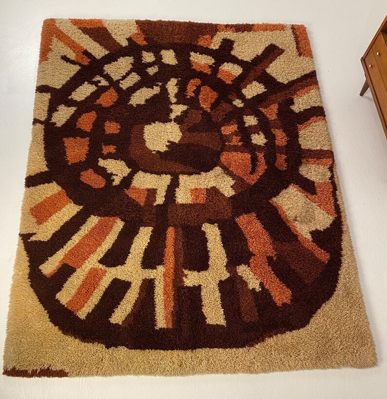Scandinavian Rya Rug, Circa 1970s Please ask for a shipping quote before you buy. image 2