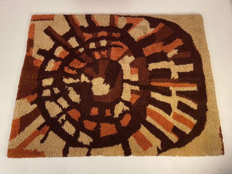 Scandinavian Rya Rug, Circa 1970s Please ask for a shipping quote before you buy. image 1