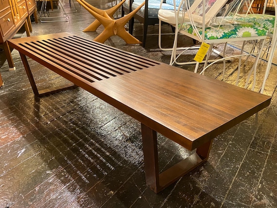 Mid Century Modern Walnut Slat Coffee Table, Circa 1960s - *Please ask for a shipping quote before you buy.