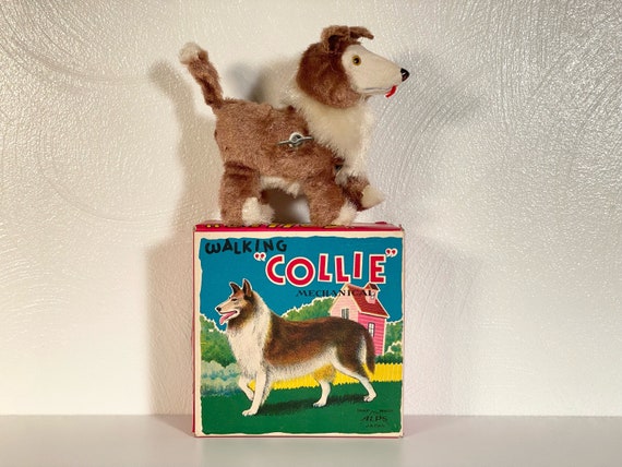 Alps Mechanical Walking Collie Wind Up Toy