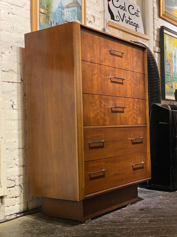 Walnut Five Drawer Chest by LANE, Circa 1971 - Please ask for a shipping quote before you buy.