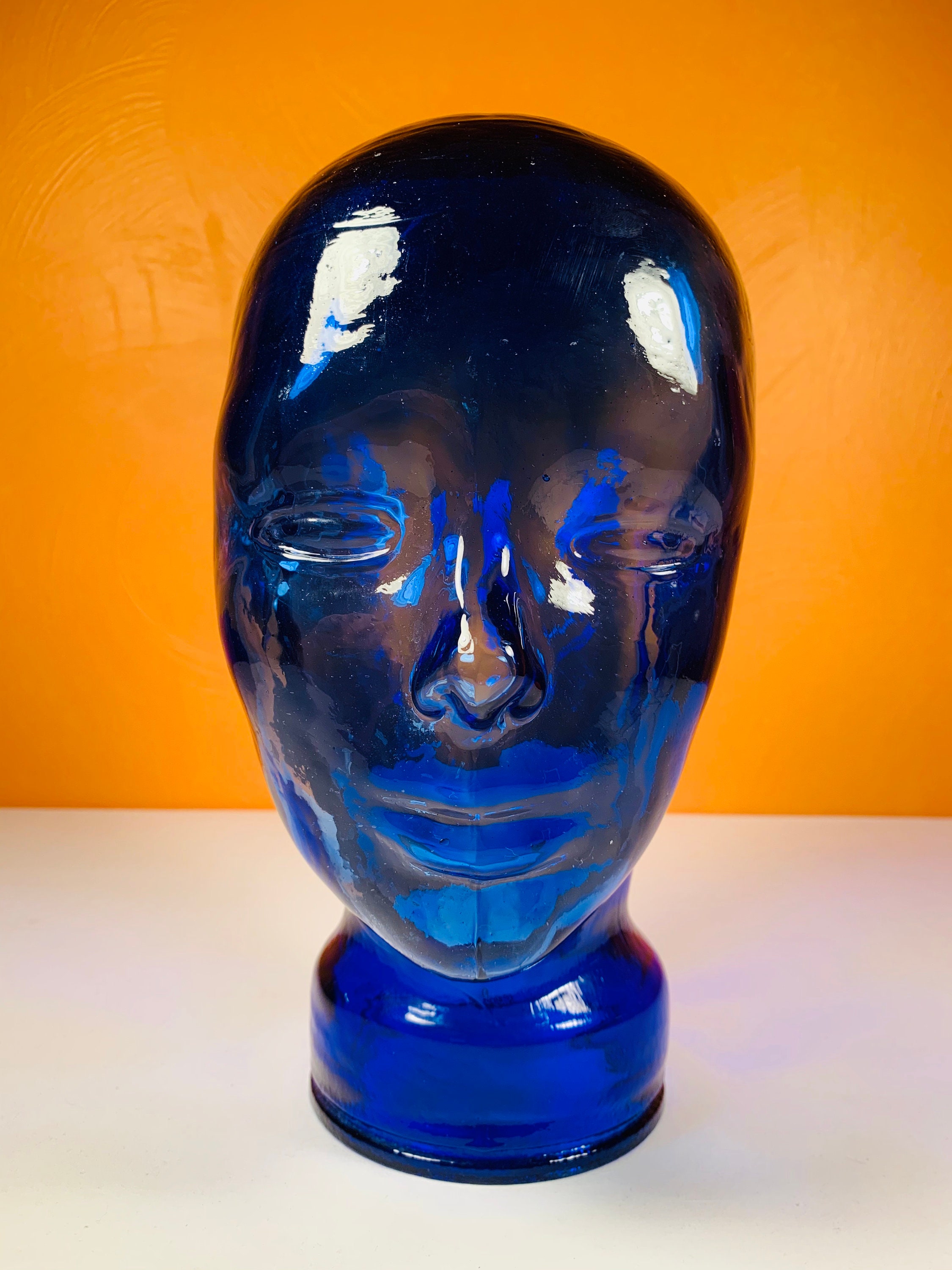 Vintage Blue Glass Mannequin Head
