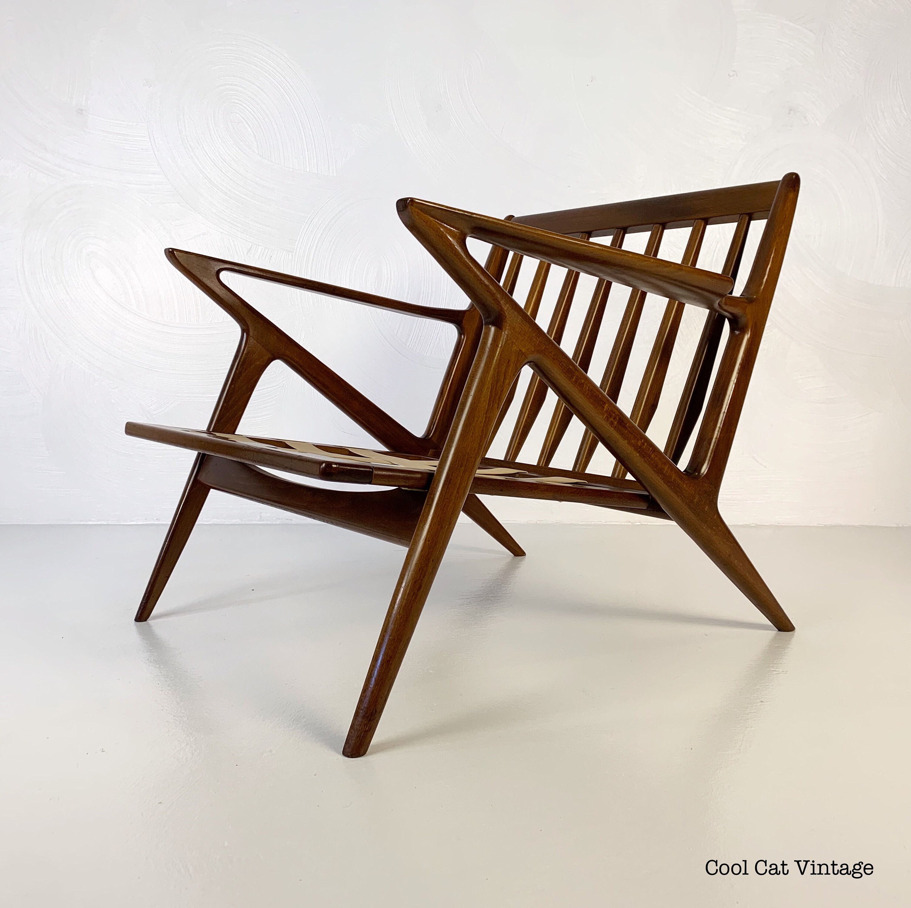 Mid Century Walnut Z Lounge Chair, Made in Denmark, Circa 1960s