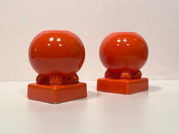 Pair of Fiesta Red Bulb Candle Holders