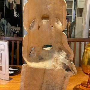 Stacked Emotional Faces Wood Carving Sculpture, C.1960s Please ask for a shipping quote before you buy. image 10