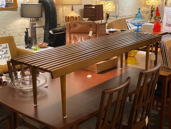 Mid Century Modern Walnut Slat Bench / Coffee Table, Circa 1960s - *Please ask for a shipping quote before you buy.
