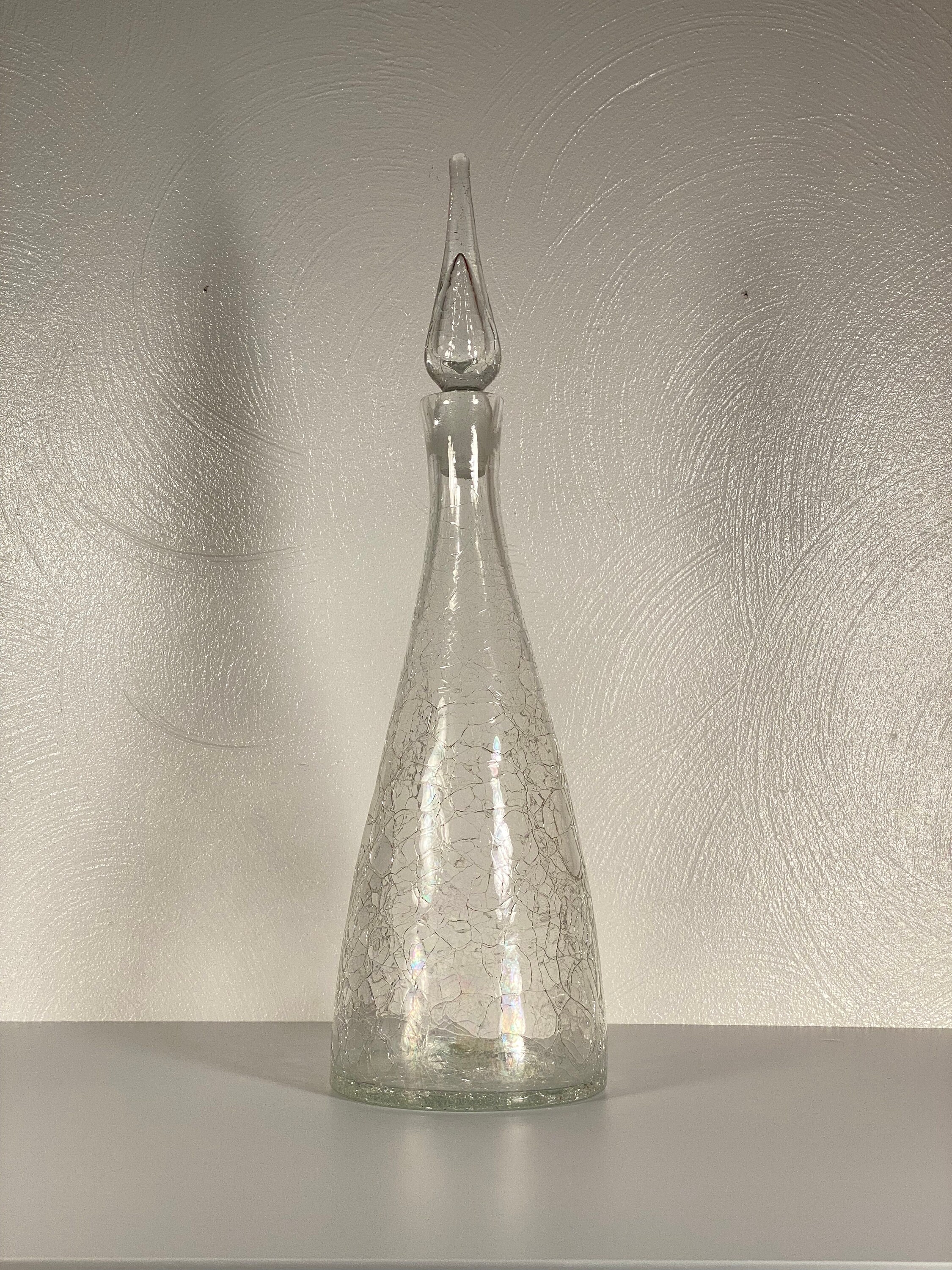 Blenko 920M Clear Crackle Glass Decanter