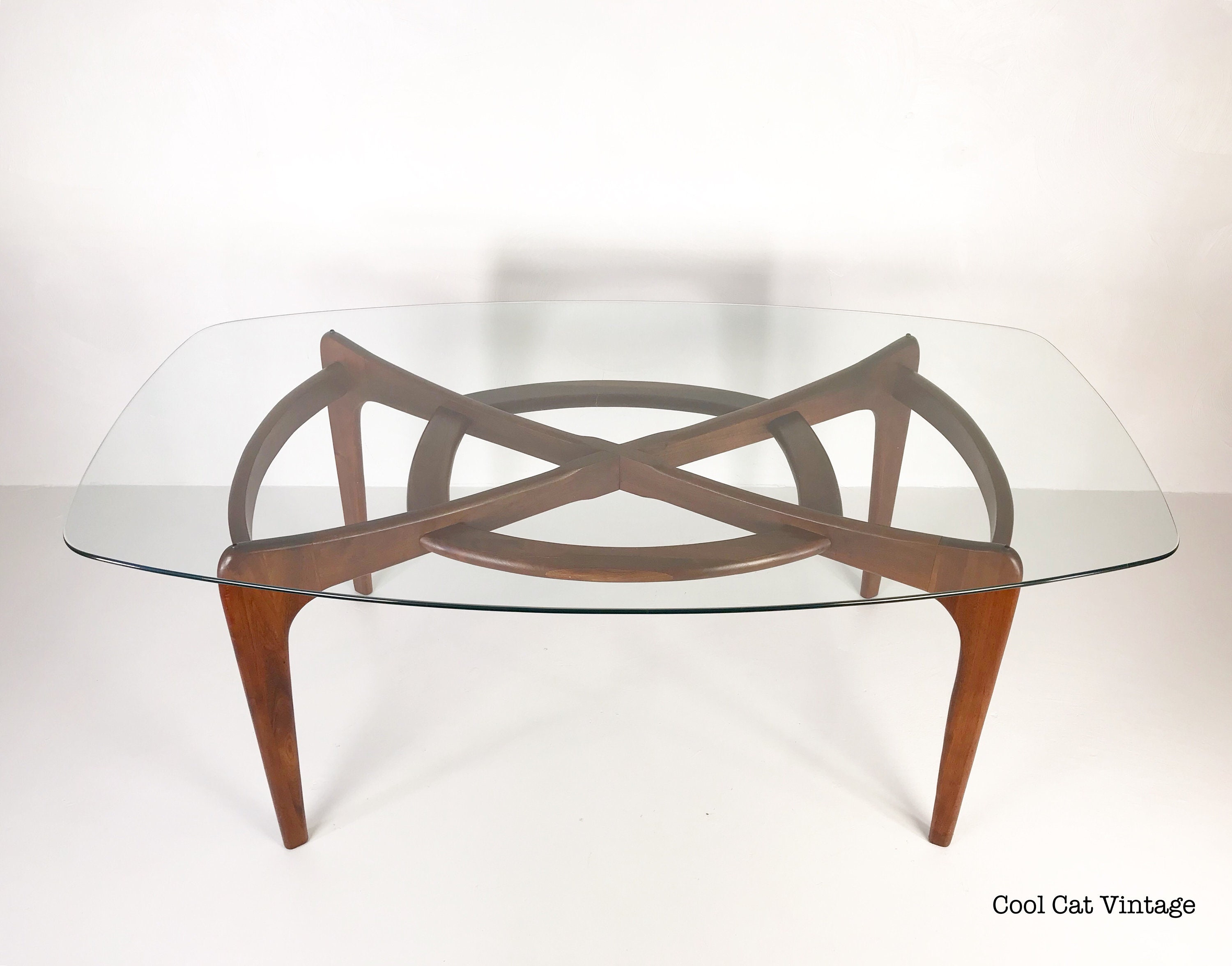Adrian Pearsall Compass Glass Top Dining Table, Circa 1960s *Please
