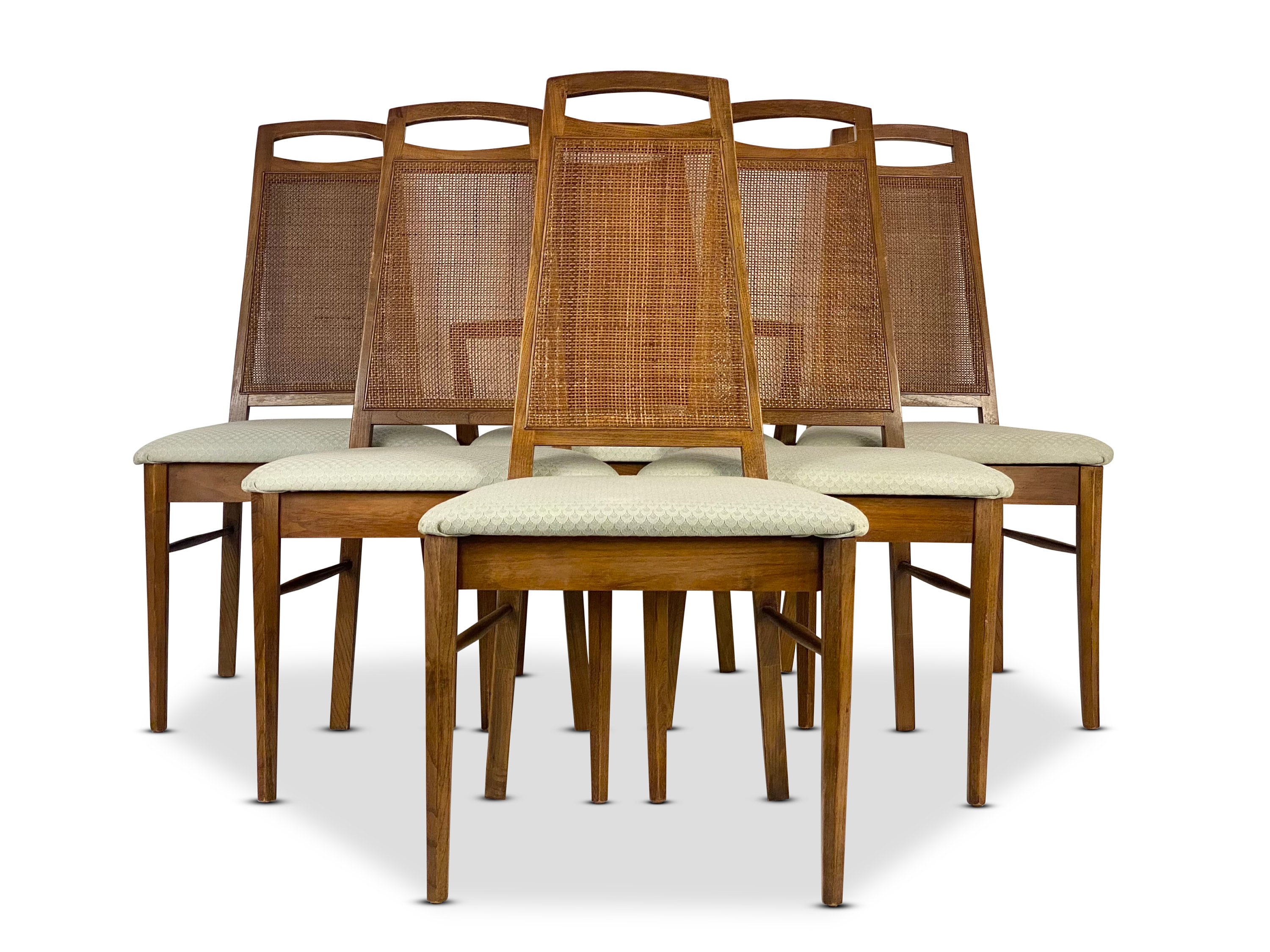 HOLD for Ricki Caned Back Dining Chairs (set of 6) by Lane, Circa 1960s