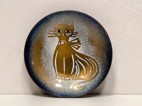 Bovano Enamel On Copper Cat Trinket Tray