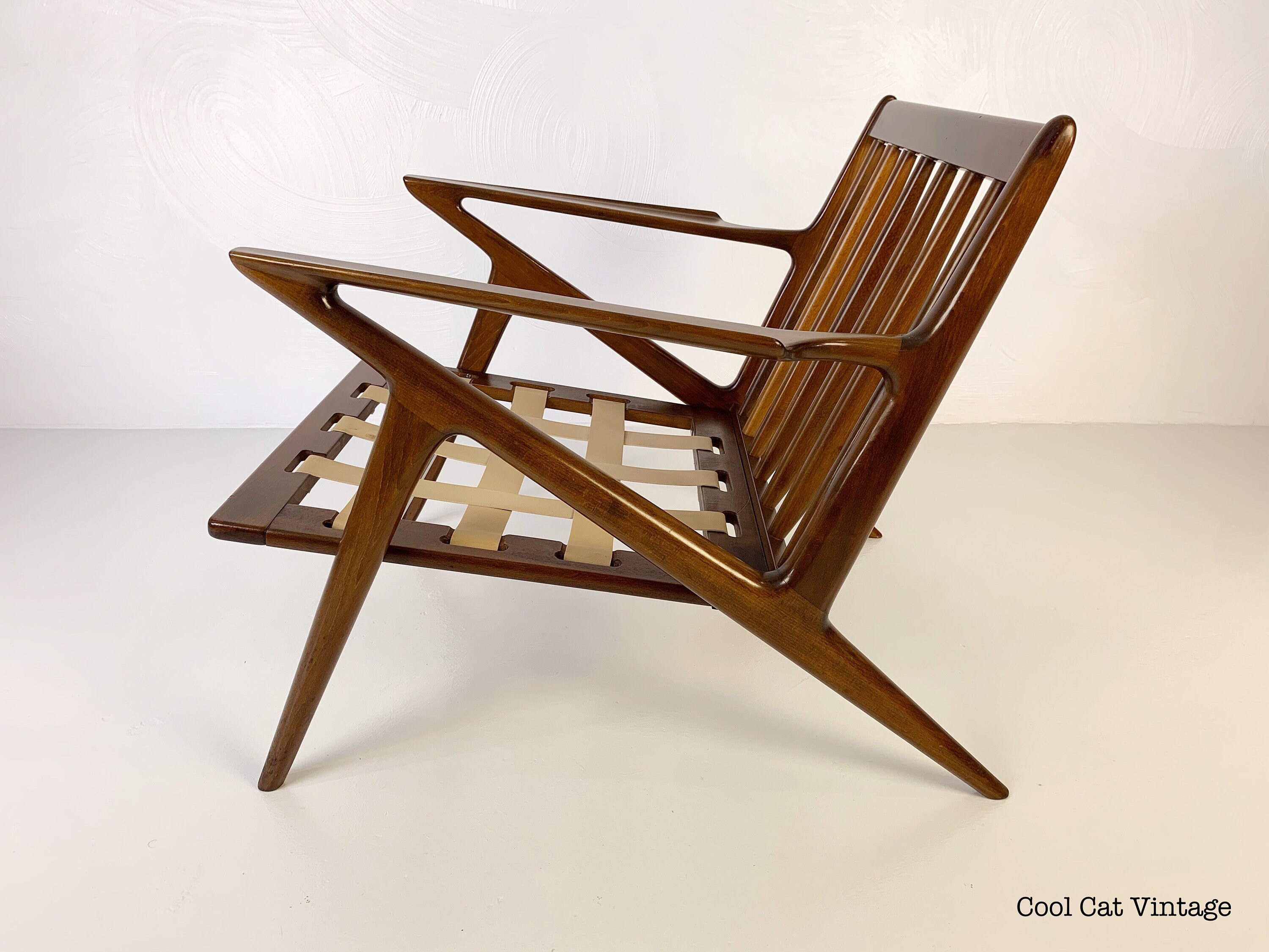 Mid Century Walnut Z Lounge Chair, Made in Denmark, Circa 1960s