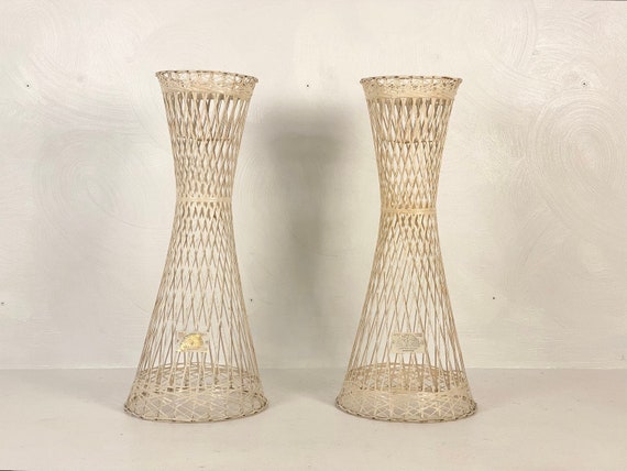 Pair of Peacock Wicker Incorporated Plant Stands, Circa 1970s - *Please ask for a shipping quote before you buy.