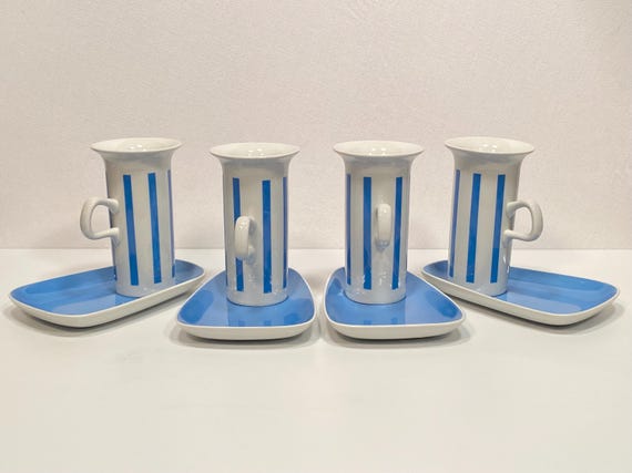 Set of Four Legardo Tackett for Schmid Porcelain Cups & Saucers