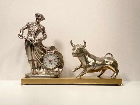 Mid Century Modern Mantle Clock - Matador and Bull