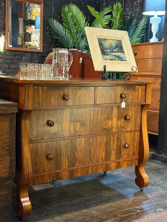 Antique Rosewood 4 Drawer Empire Dresser - *Please ask for a shipping quote before you buy.