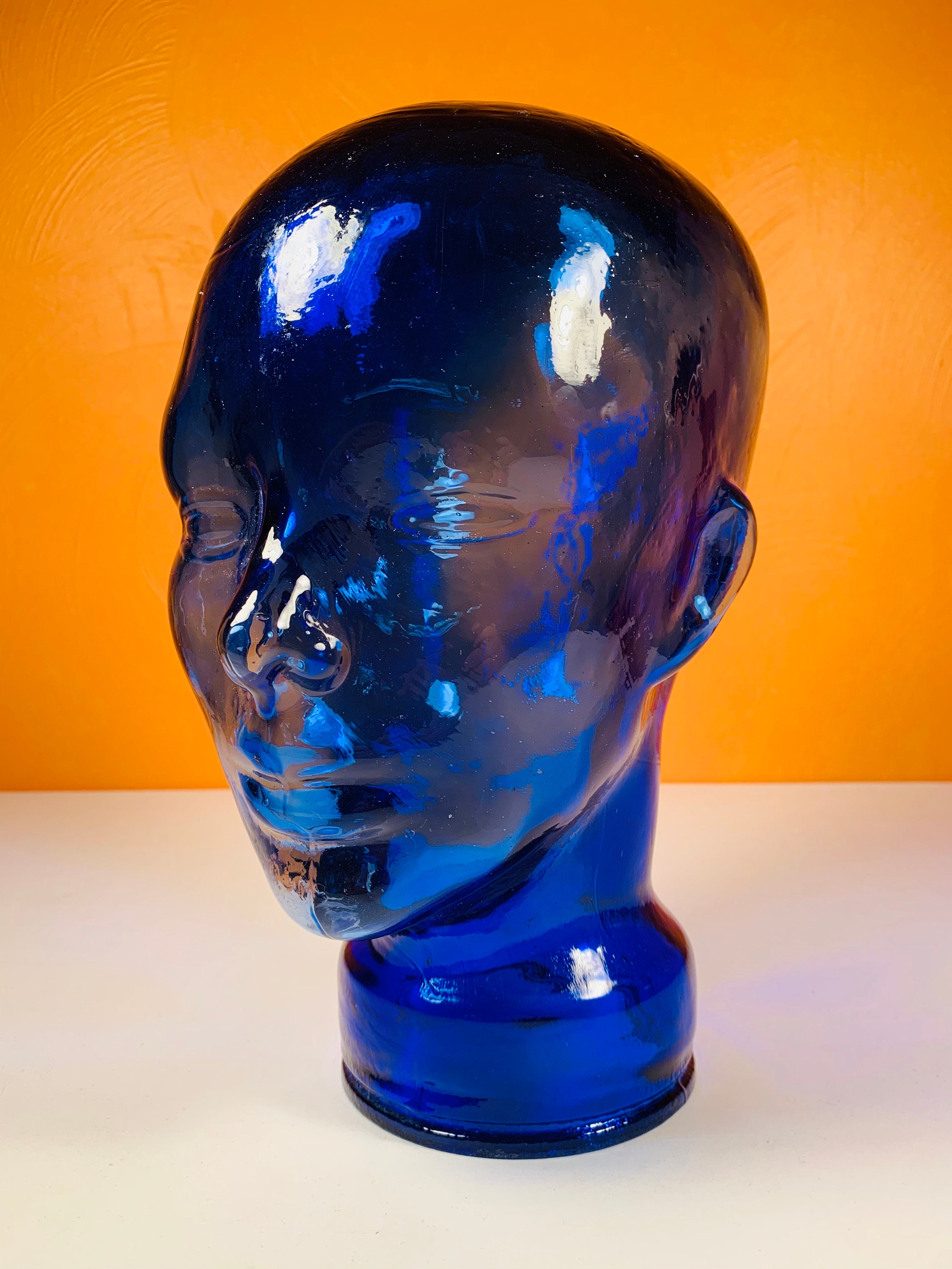Vintage Blue Glass Mannequin Head