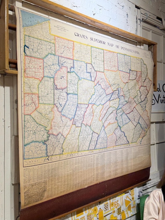 Set of 3 1940s Wall Mounted School Maps of States - *Please ask for a shipping quote before you buy.