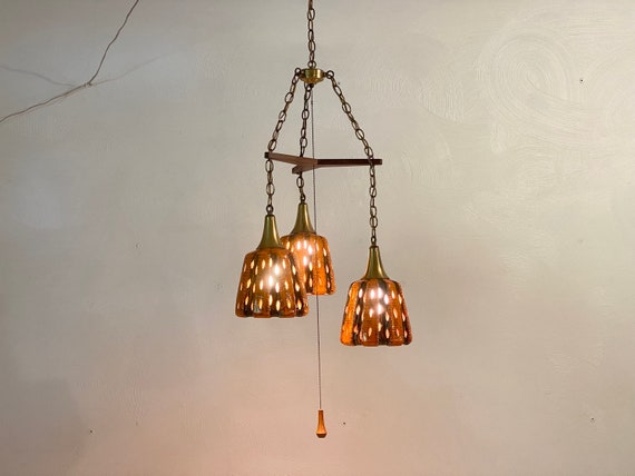 Feldman Triple Pendant Light Fixture, Circa 1960s - *Please ask for a shipping quote before you buy.