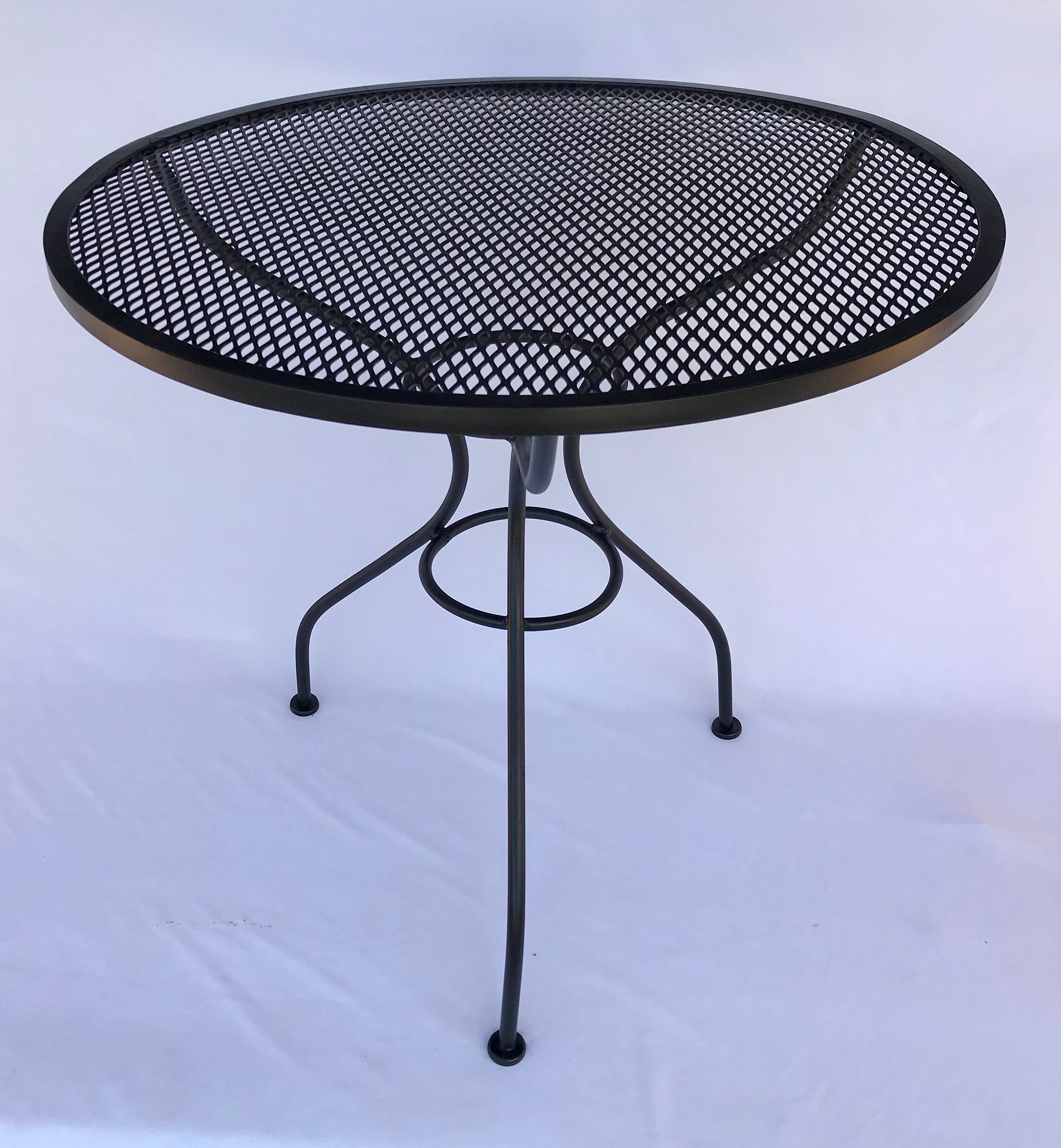 Modern Cast Iron Patio Table and Two Hoop Chairs by Salterini, Circa