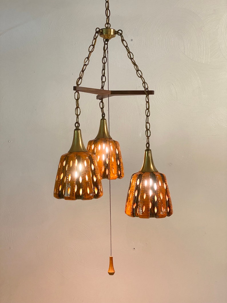 Feldman Triple Pendant Light Fixture, Circa 1960s Please ask for a shipping quote before you buy. image 3