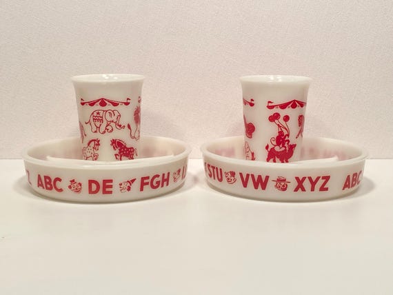 Pair of Hazel Atlas Children's Circus Snack Sets