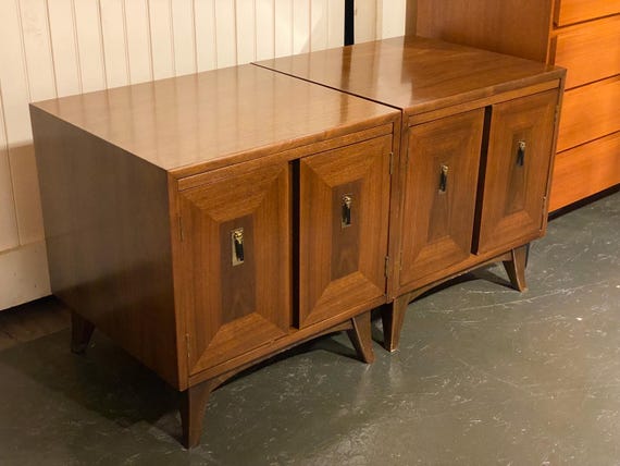Pair of Mid Century Modern Walnut Nightstands, Circa 1960s - *Please ask for a shipping quote before you buy.